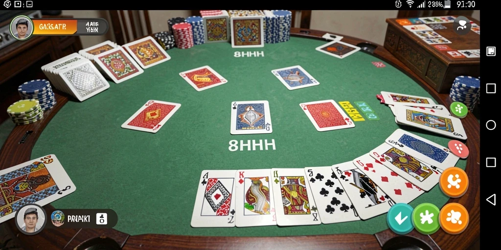 Tampilan gameplay seru 8HHH dengan kartu Gaple.