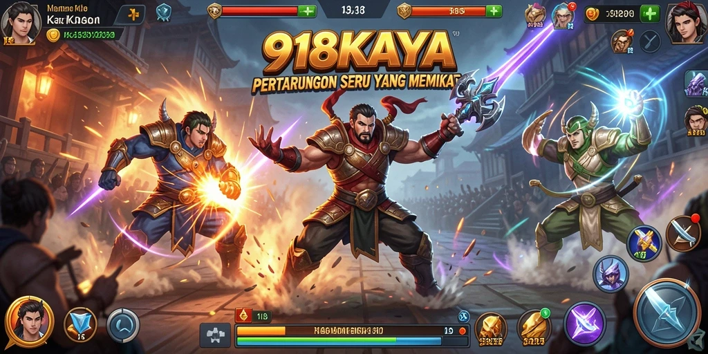 Screenshot gameplay <strong>918KAYA</strong> menampilkan aksi pertarungan yang intens dan seru.