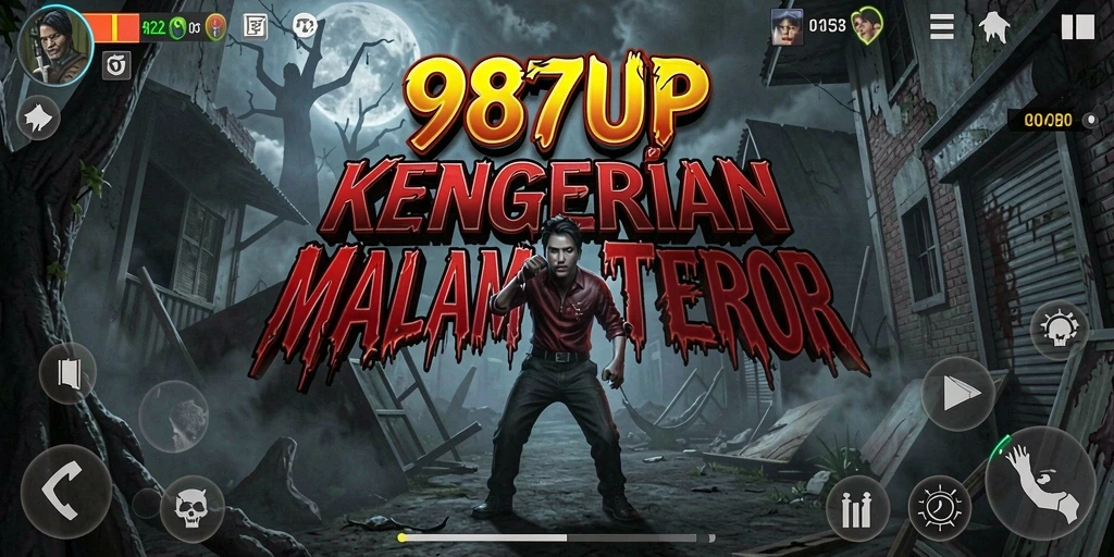 Screenshot utama 987UP yang menunjukkan ketegangan gameplay horor.