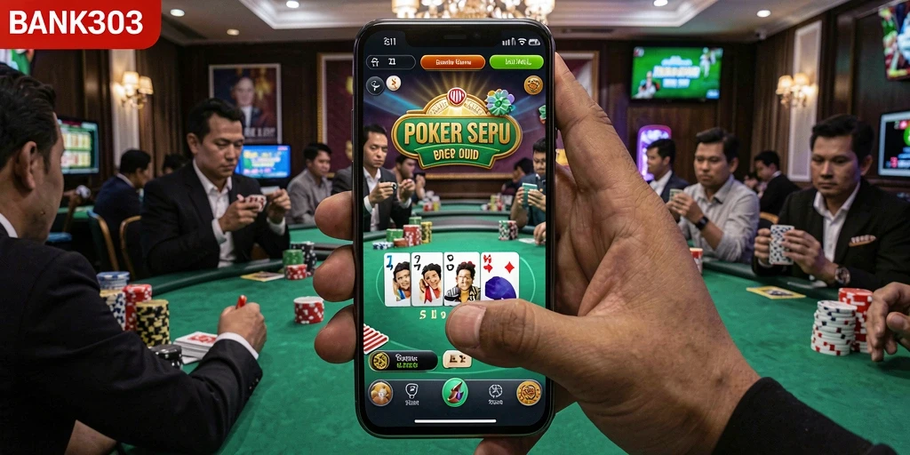 Tampilan gameplay Poker menarik dari BANK303 dengan pemain berinteraksi.