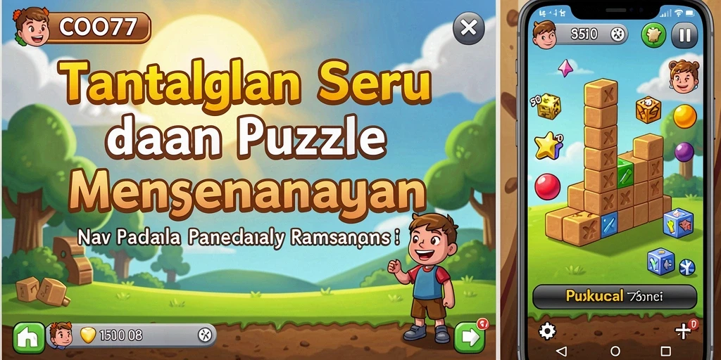 Screenshot utama COO77 menampilkan tantangan Puzzle yang seru dan menarik.