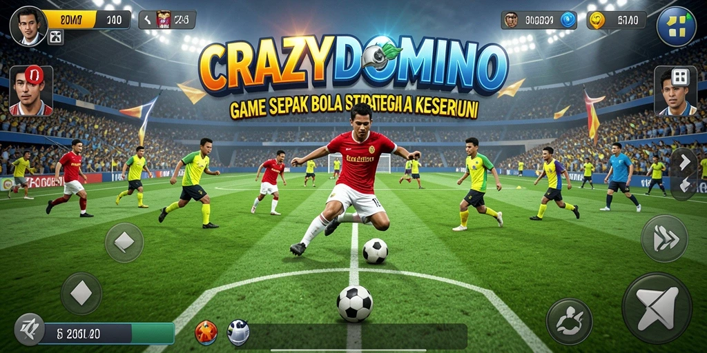 Tampilan seru gameplay sepak bola di CRAZYDOMINO.