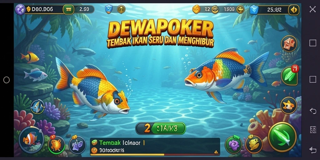 Tangkapan layar gameplay DEWAPOKER yang menampilkan aksi seru menembak ikan.