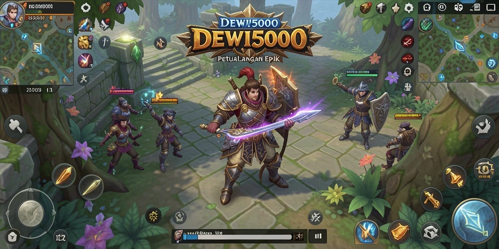 Screenshot DEWI5000 menampilkan aksi RPG yang mendebarkan dan karakter yang berwarna.