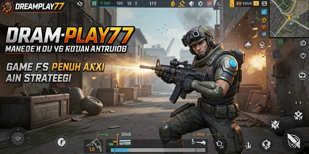 Tampilkan gameplay mendebarkan dari <strong>DREAMPLAY77</strong> dalam pertempuran FPS.