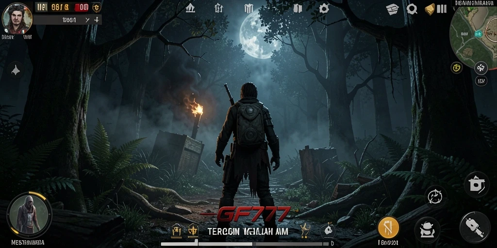 Gameplay GF777 yang penuh ketegangan di hutan gelap.