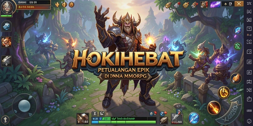 Tangkapan layar gameplay HOKIHEBAT menampilkan pemandangan dunia yang luas dan karakter yang dinamis.