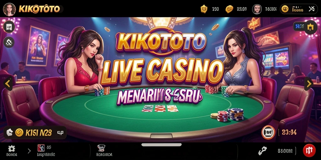 Screenshot KIKOTOTO menampilkan dealer langsung sedang memandu permainan Live Casino.