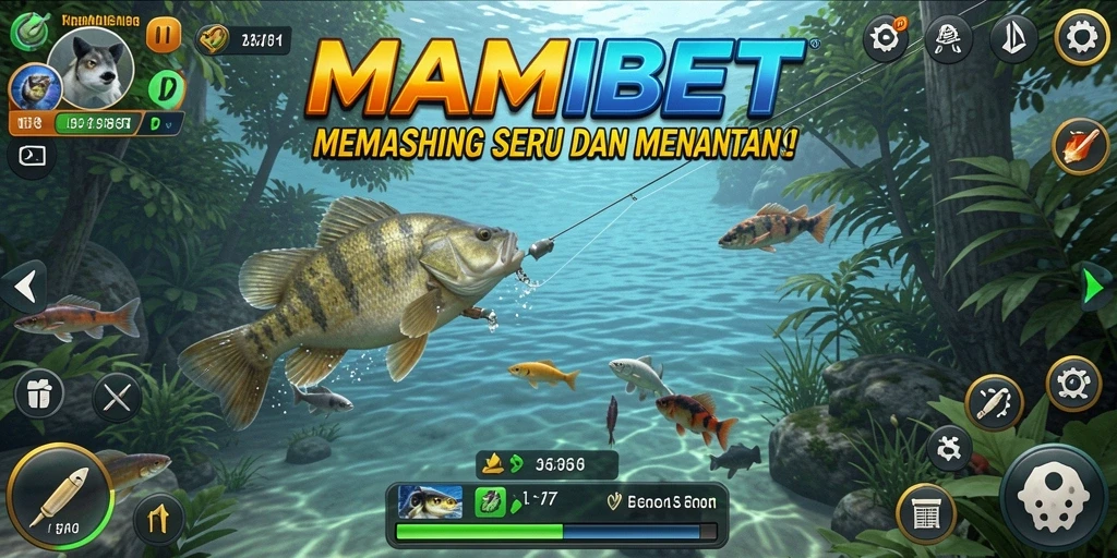 Screenshot gameplay MAMIBET menampilkan aksi memancing yang seru.