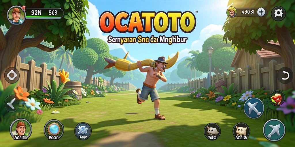 Screenshot gameplay OCATOTO yang menampilkan karakter-karakter lucu.