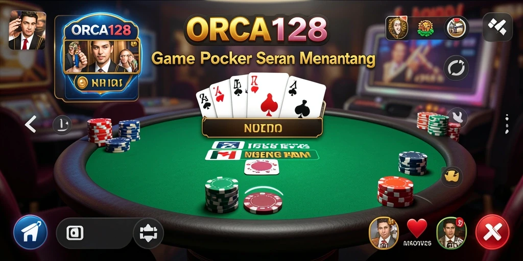 Tampilan menakjubkan dari gameplay Poker dalam aplikasi ORCA128.