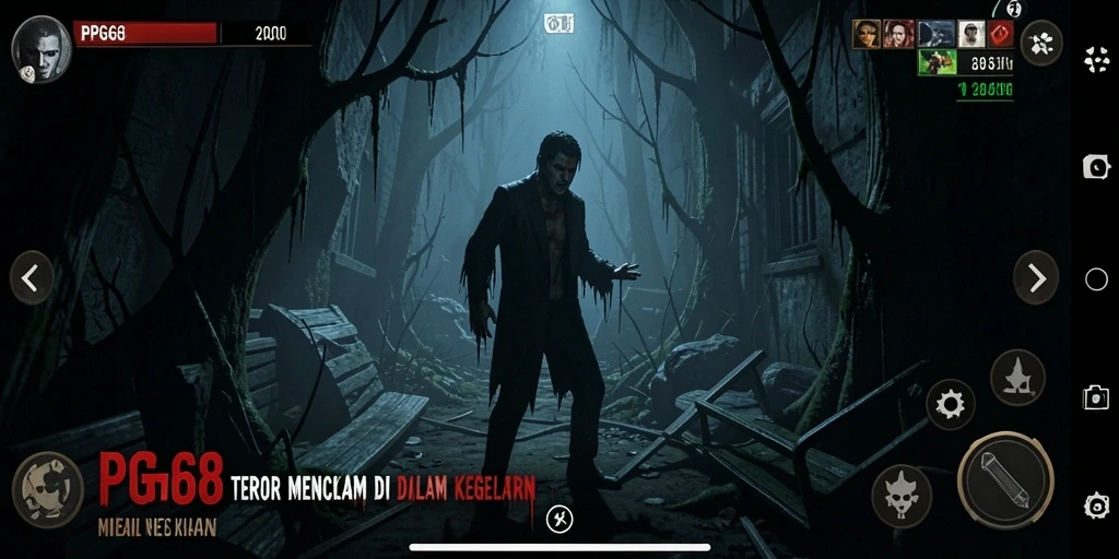 Screenshot dari gameplay PGG68 menampilkan suasana yang mencekam dan menakutkan.