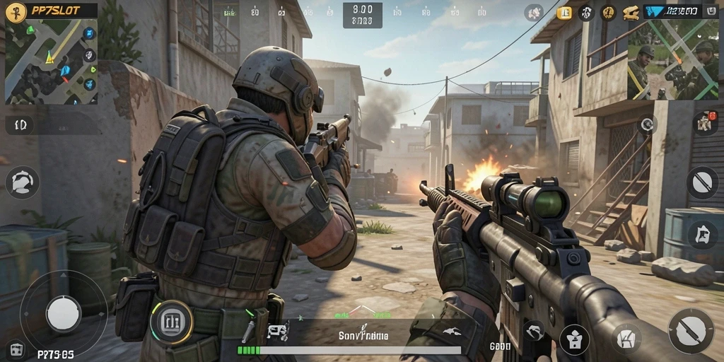 Tangkapan layar dari gameplay seru PP7SLOT dalam aksi FPS.