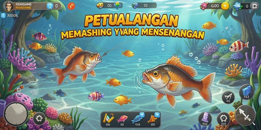 Screenshot gameplay RSNGAME yang menunjukkan pengalaman memancing yang mendebarkan.